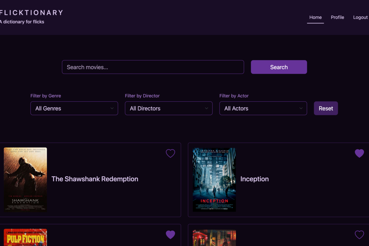 Flicktionary react home