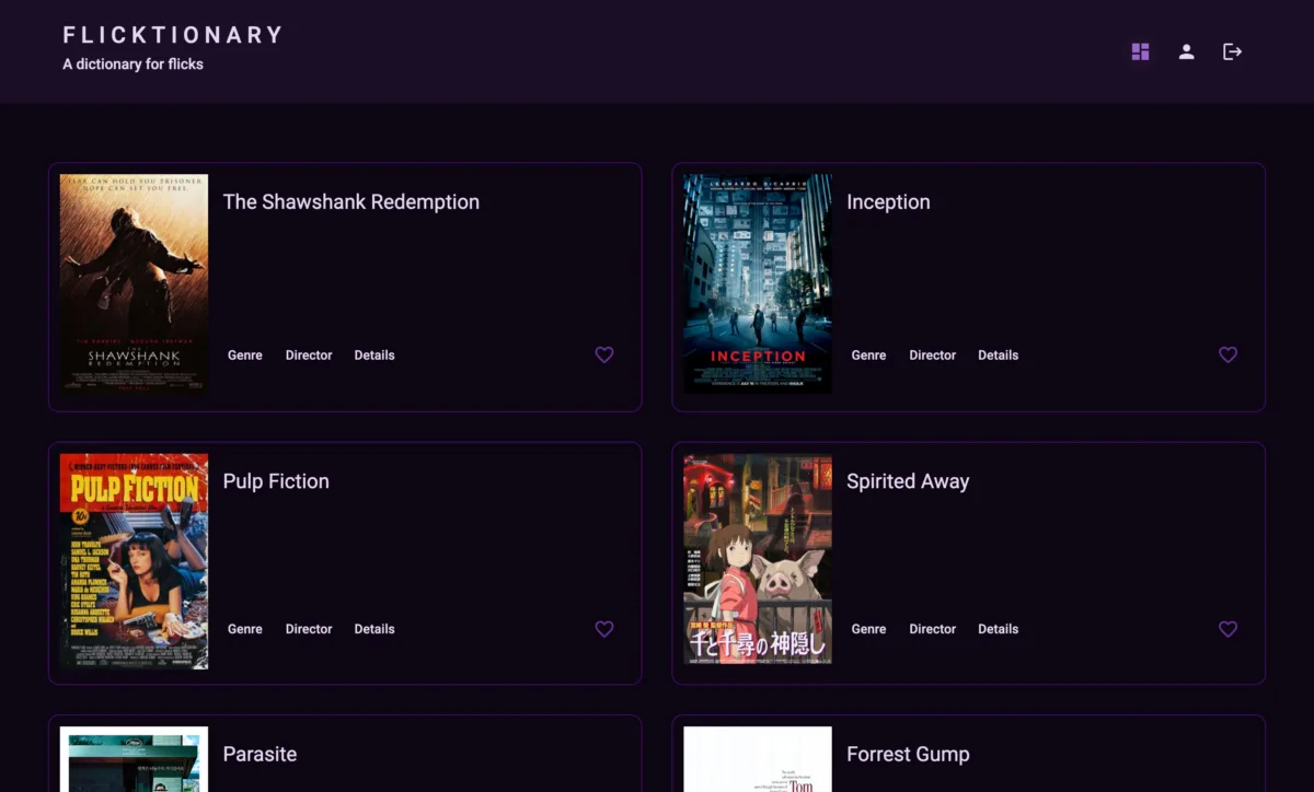 Flicktionary angular home